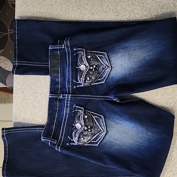 NWOT Twentyone Black by Rue 21 Bling Boot Cut Jeans Size 3/4 - Picture 3 of 13